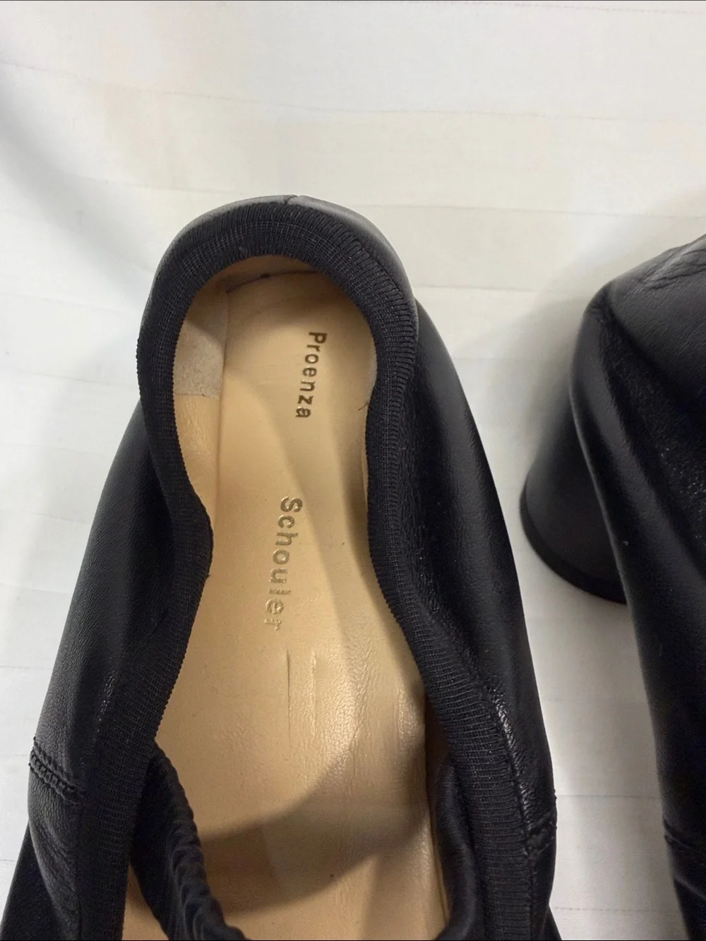 Proenza Schouler Black Leather Ballet Pumps Block Heel Size 41